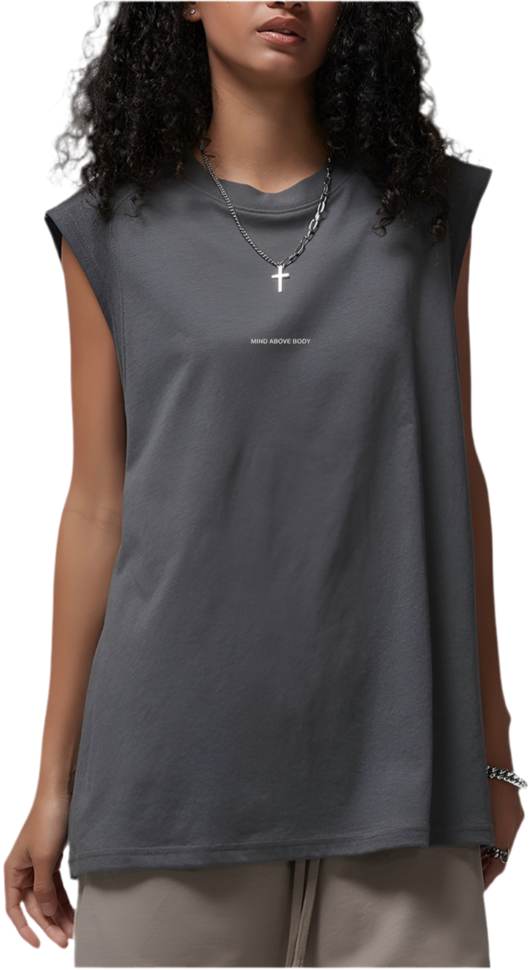Mind Above Body™ Relaxed Fit Sleeveless Training Tank – Grey (Pre Order)
