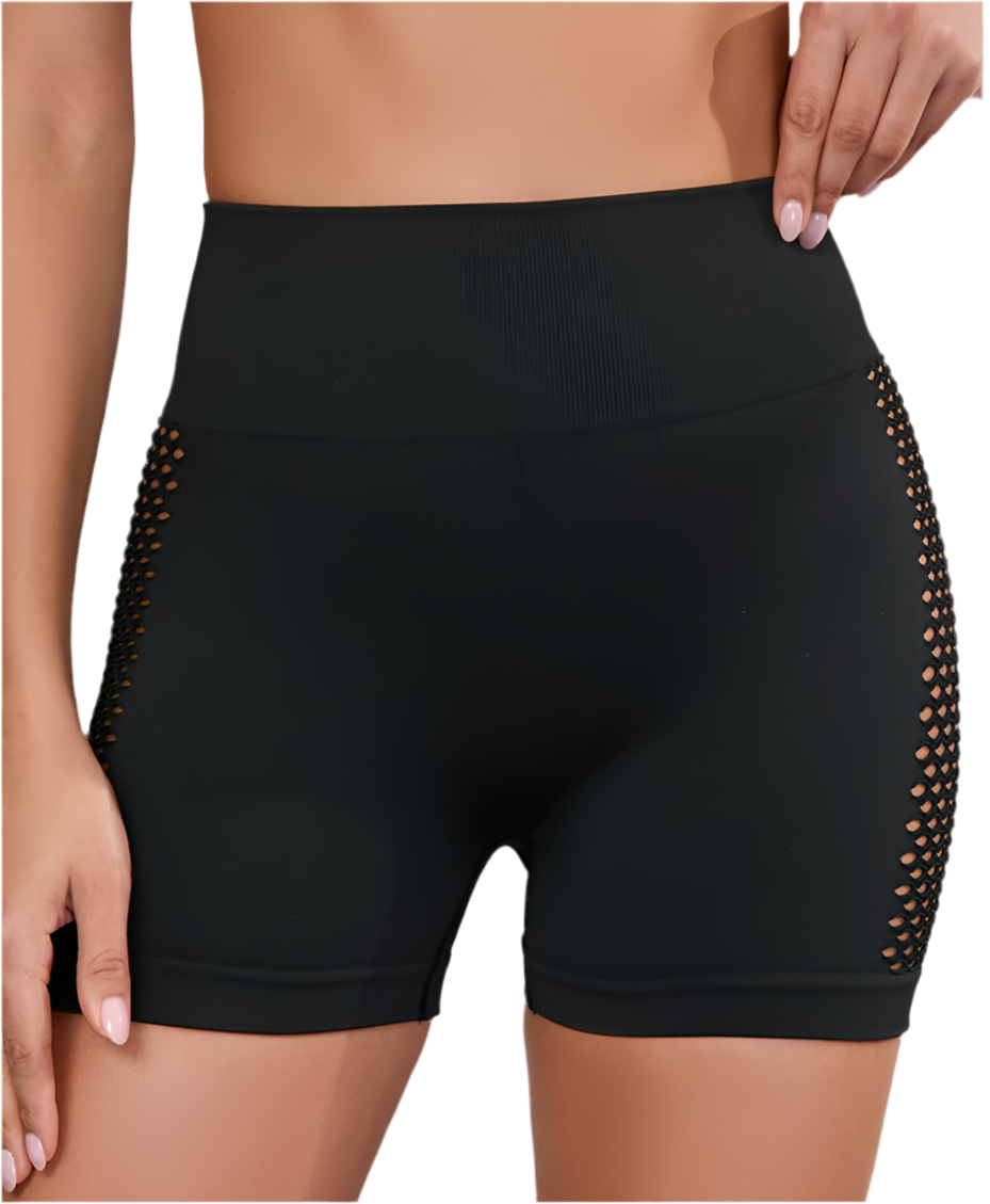 Mind Above Body™ SculptFlex Hollow-Out Shorts – Black (Pre-Order)