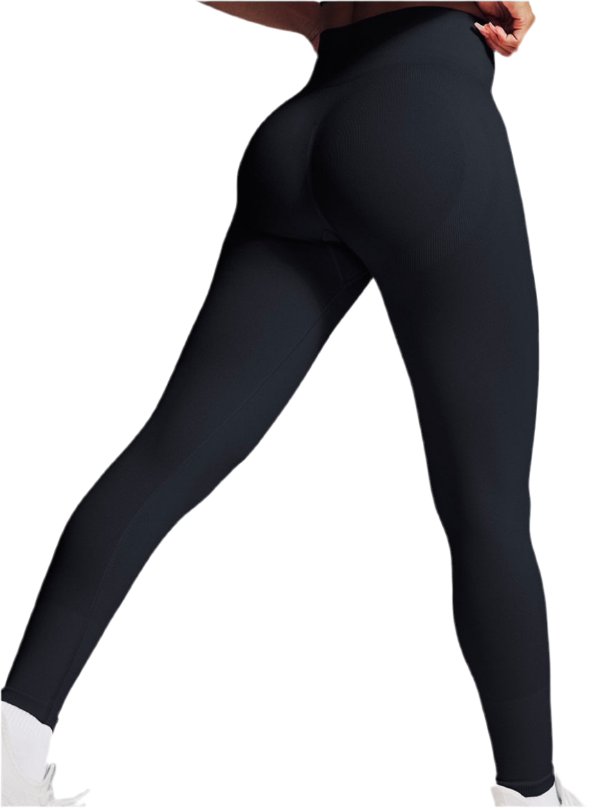 Mind Above Body™ Seamless Essential High-Waist Leggings – Black W/Logo on Waist